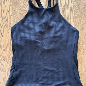 Athleta L Black Ribbed Tank Top